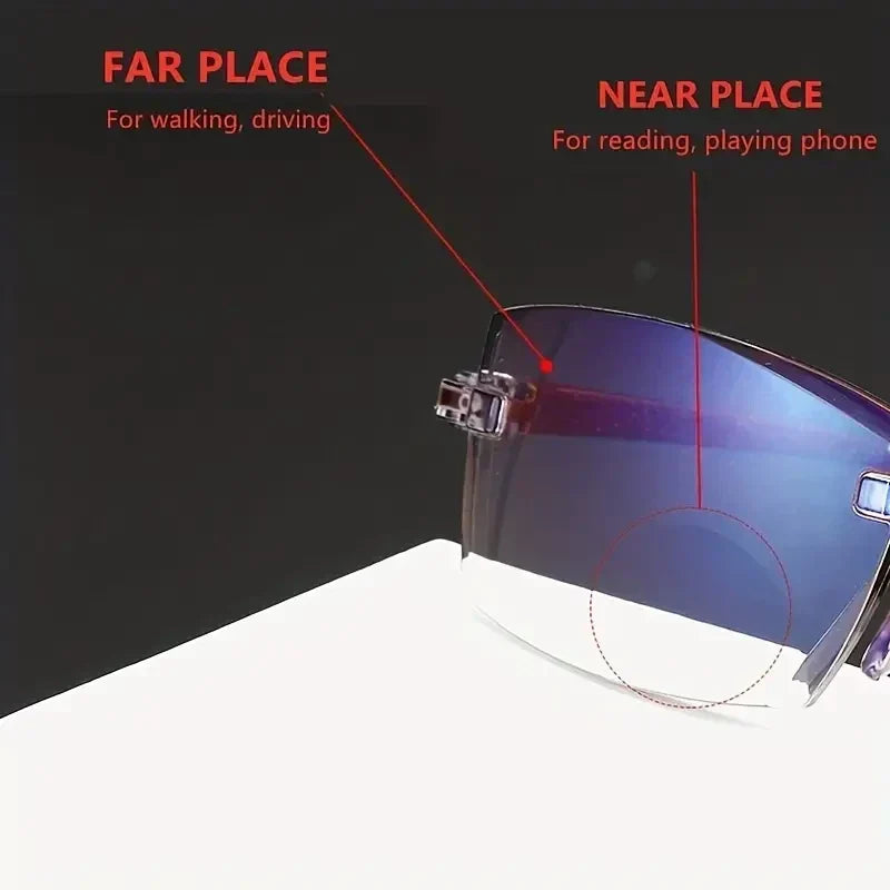 👓 Auto Focus Progressive Reading Glasses | Rimless Anti-Blue Light Lens | Buy 1 Get 1 FREE | Only ₹599