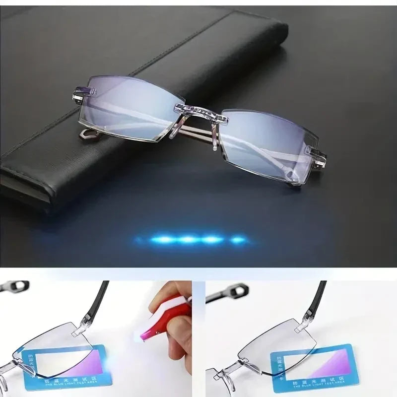 👓 Auto Focus Progressive Reading Glasses | Rimless Anti-Blue Light Lens | Buy 1 Get 1 FREE | Only ₹599