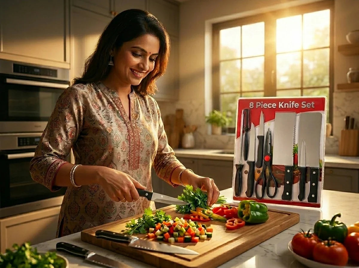 Premium 8-Piece Stainless Steel Kitchen Knife Set | Ultra Sharp & Durable | Only ₹599