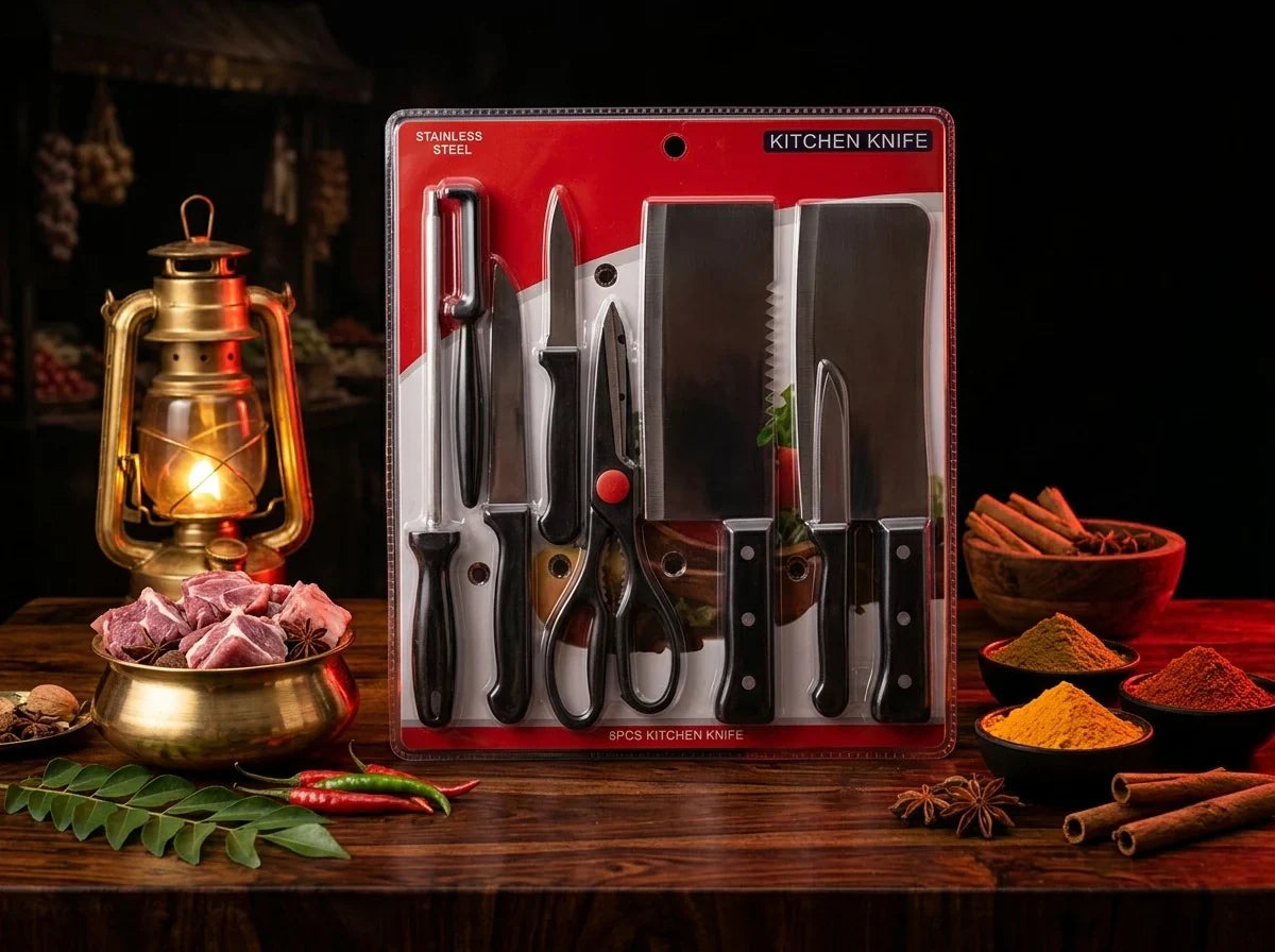 Premium 8-Piece Stainless Steel Kitchen Knife Set | Ultra Sharp & Durable | Only ₹599